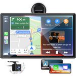 LAMTTO 9 Inch Wireless Car Stereo with Apple Carplay & Android Auto,Backup Camera,Portable Touch Screen Car Play GPS Navigation for Car,Car Audio Receivers with Mirror Link,Bluetooth,FM, Siri