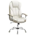 SONGMICS Office Chair, Desk Chair, Gaming Chair with Armrests, Computer Chair, Executive Office Chair, Adjustable Height, Home Office, Study, Cream White and Camel Brown OBG057W11