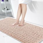 Yimobra Bathroom Rug Mat, Large Size 55.1 x 24, Extra Soft & Absorbent Chenille Bath Rugs, Non-Slip Shaggy, Machine Wash Dry, Bath Mats for Bathroom Floor, Tub and Shower, Deep Beige