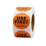 Hcode 1.5'' "Use First Inventory Control Label Permanent Adhesive Restaurant Quality Food Labels Freezer Paper for Marking, Color Coding, Notating 500 Stickers per Roll (Orange use First)