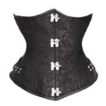 BSLINGERIE® Gothic Steampunk Heavy Duty Waist Cincher Underbust Corset, Classic Black, X-Large