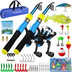 PLUSINNO Kids Fishing Pole - Kids Fishing Rod Reel Combo Starter Kit - with Tackle Box, Practice Plug, Beginner's Guide and Travel Bag for Boys, Girls and Youth