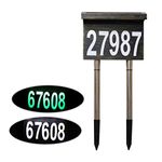 Dual-use Solar House Numbers Light - 2 Lighting Modes Bronze Stainless Steel Address Sign for House or Yard - 12 LED Light up House Numbers at Night - Waterproof Metal Plaque Stake Outdoor Lights