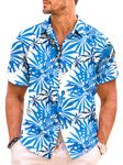 Meilicloth Casual Shirts Short Sleeve Hawaiian Floral Button Down Tropical Holiday Beach Summer Shirts for Men Sky Blue XXX-Large(52R)