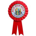 Help Volunteers Ribbon Badges Better for Occasions, Anniversary, Get together, Marriage Functions and others (Pack of 25) (Red)