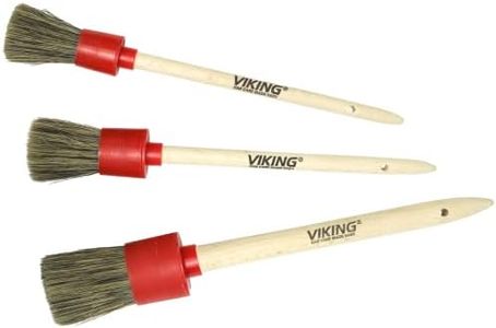 VIKING Car Detailing Brush Set for Car Cleaning Kit, Super-Soft Bristles for Exterior Detail, Includes Small 0.9 Inch, Medium 1 Inch, and Large 1.5 Inch Diameter Brush Heads, 3 Pack, Red