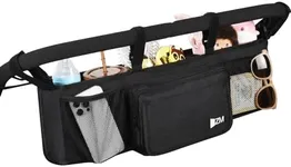 ZZM Double Stroller Organizer for Bob Duallie and Baby Jogger City Mini GT2, Double Baby Stroller Accessories with 2 Cooler Pockets, Parent Console Double Jogging Stroller Organizer(Empty Bag)