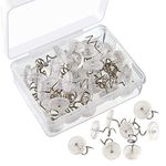 KUUQA Upholstery Twist Pins Clear Heads Bed Skirt Pin for Hold Slipcovers and Bedskirts Decoration, 50 Pcs