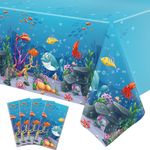 4 Pack Under The Sea Tablecloths Ocean Waves Underwater Table Cover Ocean Animals Table Cloth Ocean Sea Life Tablecloth Ocean Animal Table clothes for Fishing Summer Beach Pool Birthday Party Supplies