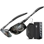 ATTCL Men's Sports Polarized Sunglasses For Driver Golf Fishing Unbreakable Metal Frame 8177 Black