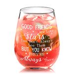 Joymaking Friendship Gifts 15 oz Stemless Wine Glass Best Friend Birthday Gifts - Good Friends are Like Stars, Friends Gifts for Her Birthday Gifts for Women Christmas Graduations