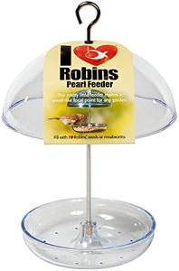 Clear Hanging Bird Feeders For Small Birds - Jacobi Jayne® I Love Robins® Pearl Feeder™ - Attracts Small Garden Birds. HangIng Bird seed Feeder Perfect For Seed Mixes And Mealworms.