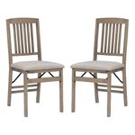 Linon Triena Mission 19" Transitional Wood Back Folding Chairs with Padded Seat, Fully Assembled in Graywash (Set of 2)