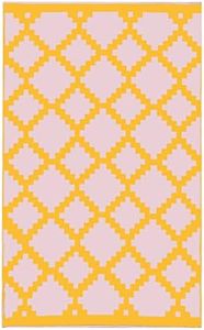 Trava Home Outdoor Rug - Reversible Modern Design, 6"x9" Mango Pastel Pink Geometric, Easy to Clean, Water Resistant, Durable for Indoor, Patio, and Living Room Décor