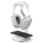 Spigen S380 (MagFit) Premium Aluminum Dual Headphone Stand Designed for AirPods Max, Sonos Ace Headphones, Bose, Beats, Sony, Sennheiser [Charger Not Included] Universal Headset Stand - Silver