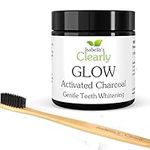 Clearly GLOW Teeth Whitening Activated Charcoal Powder + Soft Bamboo Toothbrush | 100% Pure, Natural, Food Grade | Whiten Teeth Naturally