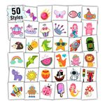 Partywind Individually Wrapped Sheets Kids Temporary Tattoos, Birthday Party Favors Supplies for Boys and Girls, Dinosaur/Mermaid/Pirate Tattoo Stickers for Goodie Bags Stuffers (50 Styles)