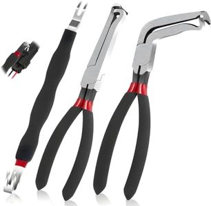 DKMHA 8" 60-Degree Electrical Disconnect Pliers for Automotive Connectors & Sensors - Angled Wire Plug Removal Tool, Locking Push Tab Pliers for Car Electrical Wiring (3 Piece Set)