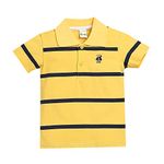 Hopscotch Boys Cotton and Spandex Stripe Print Slim Fit Polo T-Shirt in Yellow Color for Ages 8-9 Years