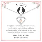 To My Mummy Necklace Baby Bump, Pregnancy Gifts for Mum Expecting New Mum to Be, Silver Heart Baby Feet Necklace for Women Mummy To Be First Time Mum Gift Ideas for Baby Shower Baby Announcement Gift