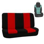 FH Group FB050R010 Universal Solid Bench Seat Cover Red/Black Color with Gift - Fit Most Car, Truck, SUV, or Van