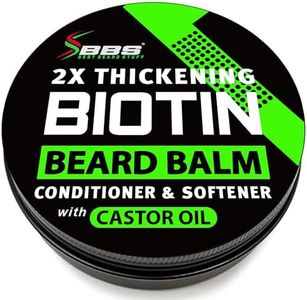 2X Thickening BIOTIN Beard Balm for Men / Mustache Wax for Thicker Facial Hair Growth - Leave in Conditioner - Softener - Moisturizer - All Natural Care Treatment - Castor Oil - BBS USA Vegan Product