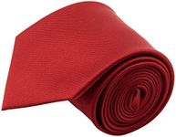 John William Clothing 100% Silk Handmade Red Ties For Men Solid Color Neckties