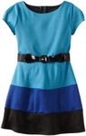 Amy Byer Big Girls' Ponte Colorblock Dress, Blue, 7