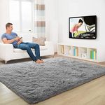 ADVWIN Fluffy Rug, Grey Rectangular Floor Rug for Living Room, Soft Shag Fluffy Area Rug for Bedroom, Dining Room, Kids Play Room, Dormitory, Hotel, Non-Slip Durable Floor Carpet (200X230cm)