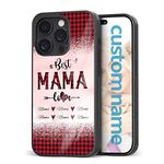 Mom Red Paild Phone Cases with Best Mama Quotes and Child's Names Protective Cover for Samsung Galaxy S7 S8 S9 S10 S20 S21 S22 S23 S24 Ultra Plus FE Edge | for iPhone 11 12 13 14 15 16 Pro Max