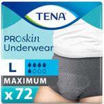 Tena Proskin Maximum Absorbency Incontinence Underwear for Men, Large, 72 Count