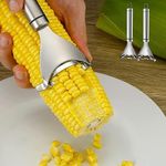 2 PCS Corn Peeler, Magic Corn Stripper for Corn on The cob Remover Tool,Stainless Steel Multifunctional Kitchen Grips Corn Planer Cob Cutter kernels, with Hand Protector