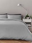 Anti-Allergy Anti-Bacterial Brushed Soft Touch Microfibre Duvet Cover & Pillowcase/s Bedding Bed Linen Set (Silver, Double)