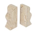 Creative Co-Op Decorative Travertine Wave Bookends, Natural, Set of 2