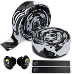 TOPCABIN 2 Rolls Bicycle Handlebar Tapes Camouflage Series Comfort GEL Road Bike Handlebar Tape Bike Bar Tape with Reflective Bar Plugs ((a pair) White)