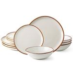 AmorArc Ceramic Dinnerware Sets,Handmade Reactive Glaze Plates and Bowls Sets,Highly Chip and Crack Resistant | Dishwasher & Microwave Safe Dishes Set,Service for 4 (12pc)