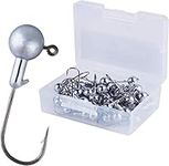 Matymats 50Pcs Round Jig Head with Fishing Box, 2g Jig Head Hooks for Freshwater Saltwater Fishing Jig Hooks, Swimbait Jigheads with Fishing Box for Trout Bass Fishing, Crappie Pro Jig Fishing Hooks