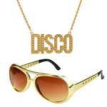 2pcs Disco 50s 60s Set Rock Star Cool Outfits Golden for Teens & Adult Costume Dress Up Accessories Halloween Birthday Party