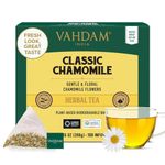 VAHDAM, Chamomile Herbal Tea (100 Pyramid Tea Bags) Resealable Ziplock Pouch | Caffeine Free, Non GMO, Gluten Free | 100% Pure Tisane - Sweet & Floral | Made With Natural Chamomile Flowers