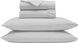 1000 Thread Count Egyptian Cotton Sheets - Luxury Sheets King Size Egyptian Cotton Sheets, 4Pc Sateen Weave King Sheets, Hotel Sheets & Pillowcase Set, 18" Deep Pocket King Sheet Set - Light Grey