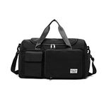 Womens Travel Bag Duffel Bag, Lightweight Double Shoulder Strap Sports Tote Gym Bag,Weekender Overnight Bag for Women (Black)