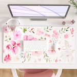 Colorful Star Large Mouse Pad, Cute Pink Floral Computer Desk Mat for Keyboard and Mouse, Cute Office Decor Women Girls Computer Accessories College Essentials Work Home Office Suppliess, 31.5"x15.7"