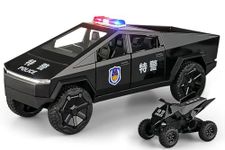 Minniq STORE Tesla Cyber Police Truck Model Car with Box, Zinc Alloy Pull Back Toy car with Sound and Light for Kids Boy Girl Gift [Colors as Per Stock]