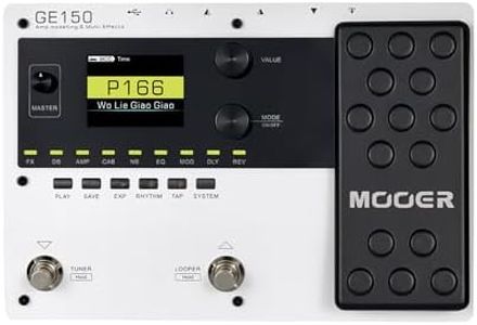 MOOER GE150 White Guitar Multi Effects with Metal Shell Desktop Jamming Tool Floor Guitar Processor for Practice, Live Show, Studio Recording