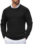 COOFANDY Sweaters for Men Wool Sweater Cable Knit Sweater Fall Fitted Sweater Pullover Black