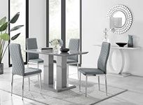 Furniturebox UK Dining Table & Chairs- Imperia Dining Table Set with 4 Grey Milan Chairs - Stunning High Gloss Grey Dining Table (Dining Table + 4 Grey Milan Chairs)