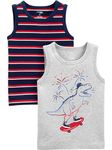 Simple Joys by Carter's Boys' Baby Tank Tops, Pack of 2, Dinosaur/Stripe, 18 Months, Label: 18 Months