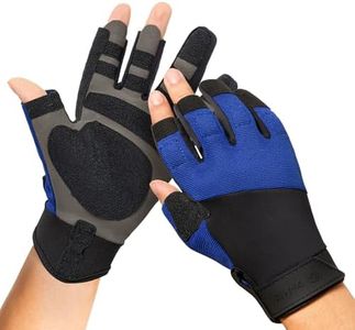 FitsT4 Sports Sailing Gloves Padded Palm Glove 3 Finger Water Resistant Moisture Wicking Kayaking Paddling Gloves for Sailing, Yachting, Fishing,Blue,L