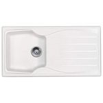 Astracast Sierra 1.0 Bowl Reversible Teflite Kitchen Sink in White + Waste