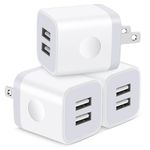 USB Charger Block, KENHAO 3Pack Dual Port USB Wall Plug 2.1A/5V Outlet Power Adapter Brick Cube Charging Block for iPhone 14 13 12 11 Pro Max SE XS XR X 8 7 6 Plus, Pad, Galaxy, Tablet, Android Phone